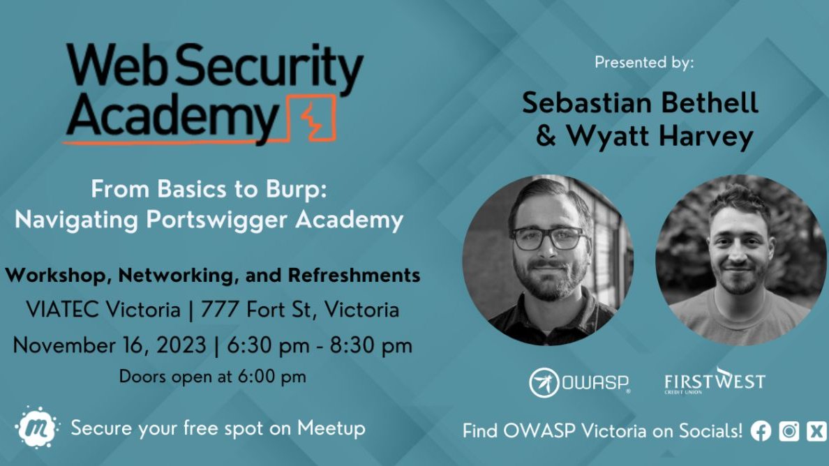 Websec at OWASP Victoria: From Basics to Burp Workshop (Part 1)